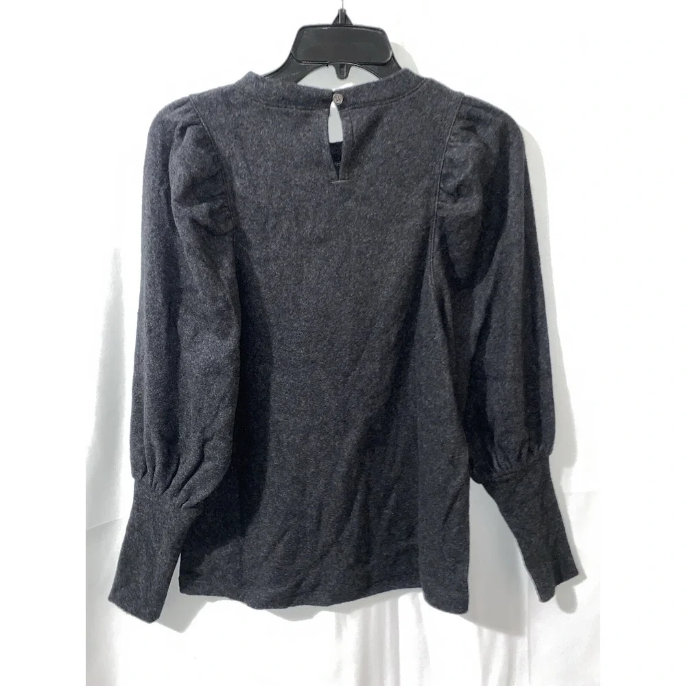 Madewell Brushed Puff-Sleeve Top Heathered‎ Dark Gray Blouse Long Sleeve XXS NWT